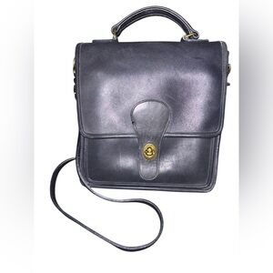 Vintage Coach Black Leather Station Bag